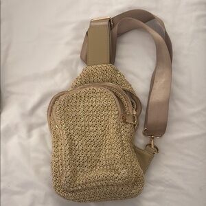Woven Beige Crossbody Bag